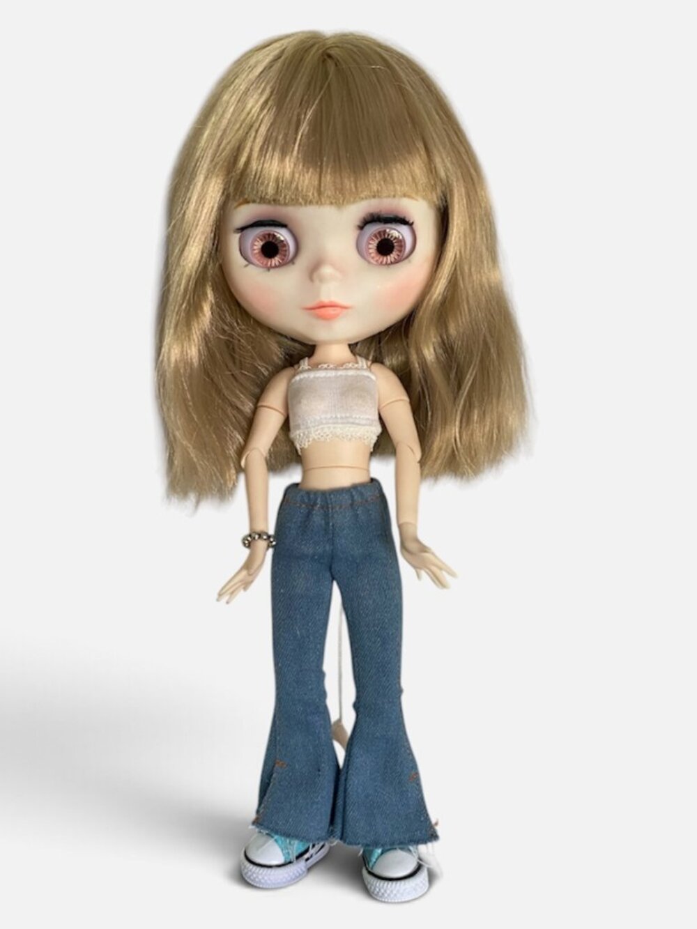 Custom Blythe OOAK Upgraded Fully Poseable Doll Pull String Eyes Collectible